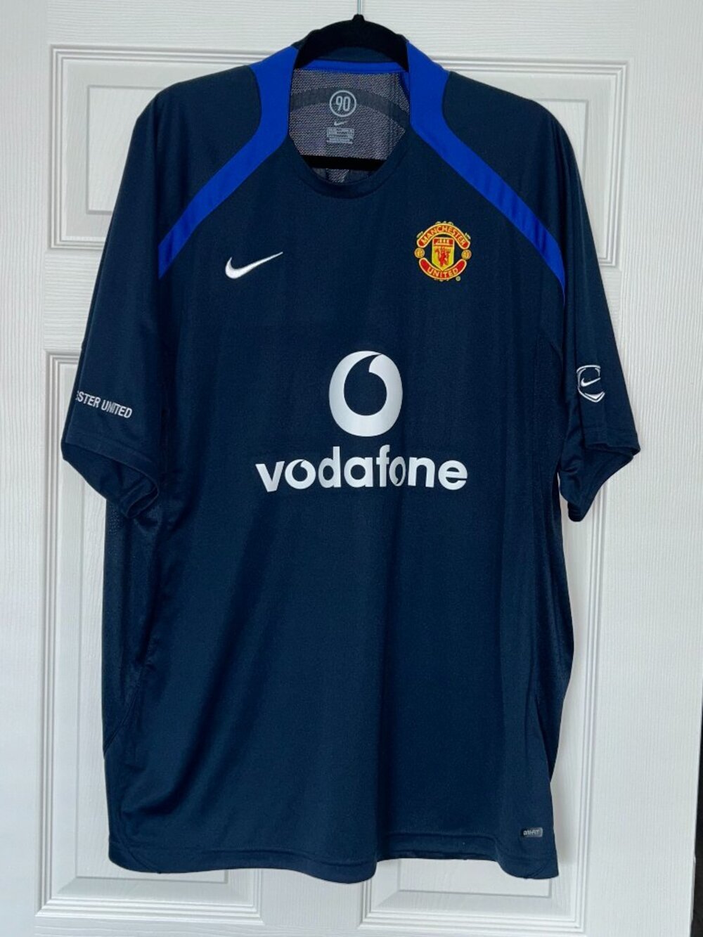 Vintage Nike Manchester United Total 90 Training Jersey XXL Vodafone Navy 04 05'